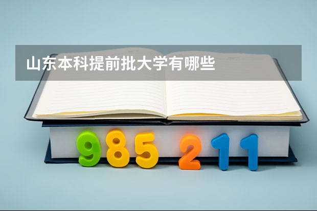 山东本科提前批大学有哪些